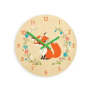 ModernClock Dětské nástěnné hodiny Ami Liška s květy 30 cm vícebarevné obraz