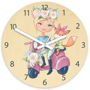 ModernClock Dětské nástěnné hodiny Ami Motorka 30 cm vícebarevné obraz