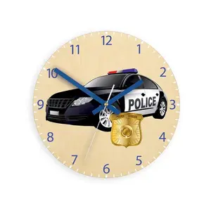 ModernClock Dětské nástěnné hodiny Ami Policejní auto 30 cm vícebarevné obraz