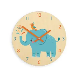 ModernClock Dětské nástěnné hodiny Ami Slon 30 cm vícebarevné obraz