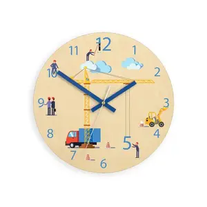 ModernClock Dětské nástěnné hodiny Ami Staveniště 30 cm vícebarevné obraz
