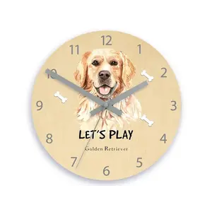 ModernClock Dětské nástěnné hodiny Ami Zlatý retrívr 30 cm vícebarevné obraz