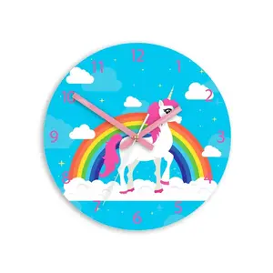 ModernClock Dětské nástěnné hodiny Jednorožec 30 cm vícebarevné obraz