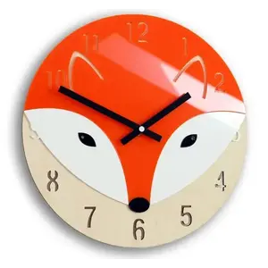 ModernClock Dětské nástěnné hodiny Liška 30 cm oranžové obraz
