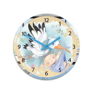 ModernClock Dětské nástěnné hodiny Mirro Čáp 30 cm vícebarevné obraz