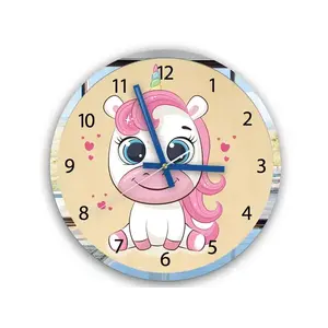 ModernClock Dětské nástěnné hodiny Mirro Jednorožec 30 cm vícebarevné obraz