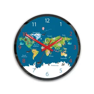 ModernClock Dětské nástěnné hodiny Mirro Mapa světa 30 cm vícebarevné obraz