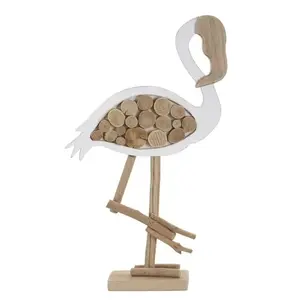 Mauro Ferretti Dřevěná dekorace Flamingo Nature 56 cm hnědá obraz