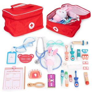 ECOTOYS Dřevěná sada pro malého lékaře MEDIKIT červená obraz