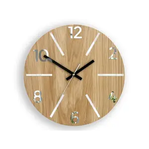 ModernClock Dřevěné nástěnné hodiny Aksel 33 cm dub přírodní/bílé obraz
