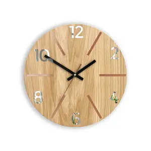 ModernClock Dřevěné nástěnné hodiny Aksel 33 cm dub přírodní/měděné obraz