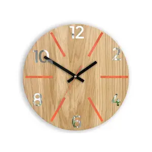 ModernClock Dřevěné nástěnné hodiny Aksel 33 cm dub přírodní/oranžové obraz