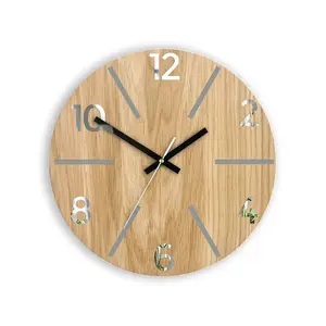 ModernClock Dřevěné nástěnné hodiny Aksel 33 cm dub přírodní/šedé obraz