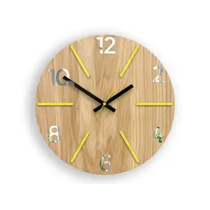 ModernClock Dřevěné nástěnné hodiny Aksel 33 cm dub přírodní/žluté obraz