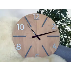 ModernClock Dřevěné nástěnné hodiny Aksel 60 cm dub přírodní/černé/šedé obraz
