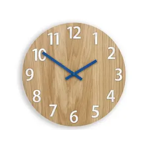 ModernClock Dřevěné nástěnné hodiny Amadeus 33 cm modré/bílé obraz