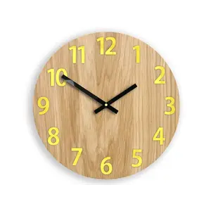 ModernClock Dřevěné nástěnné hodiny Amadeus 33 cm žluté/bílé obraz