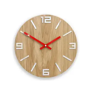 ModernClock Dřevěné nástěnné hodiny Arabic 33 cm hnědé/červené obraz