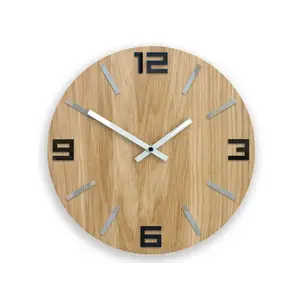 ModernClock Dřevěné nástěnné hodiny Arabic 33 cm hnědé/stříbrné obraz