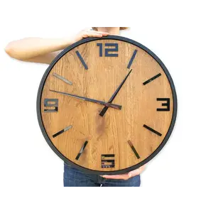 ModernClock Dřevěné nástěnné hodiny Arabik 50 cm dub přírodní/černé obraz