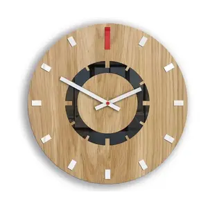 ModernClock Dřevěné nástěnné hodiny Atena 33 cm červené/bílé obraz