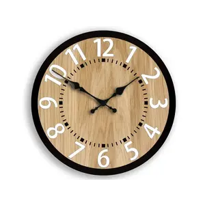 ModernClock Dřevěné nástěnné hodiny Berlin 33 cm bílé/hnědé obraz