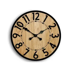 ModernClock Dřevěné nástěnné hodiny Berlin 49 cm černé/hnědé obraz