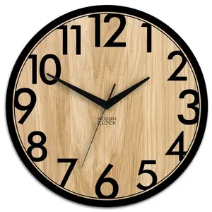 ModernClock Dřevěné nástěnné hodiny Focus 33 cm dub přírodní/černé obraz