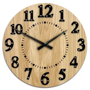 ModernClock Dřevěné nástěnné hodiny Malibu 49 cm dub přírodní/černé obraz