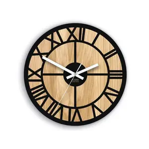 ModernClock Dřevěné nástěnné hodiny Oslo 33 cm dub přírodní/černé obraz