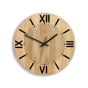 ModernClock Dřevěné nástěnné hodiny Santiago 33 cm dub přírodní/černé obraz