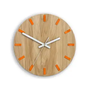 ModernClock Dřevěné nástěnné hodiny Simple 33 cm dub přírodní/oranžové obraz