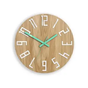ModernClock Dřevěné nástěnné hodiny Slim 33 cm bílé/mint/hnědé obraz