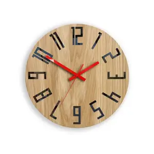 ModernClock Dřevěné nástěnné hodiny Slim 33 cm černé/červené/hnědé obraz
