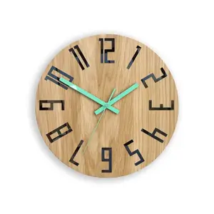 ModernClock Dřevěné nástěnné hodiny Slim 33 cm černé/mint/hnědé obraz