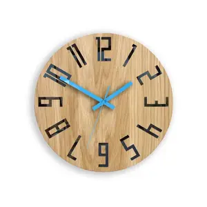ModernClock Dřevěné nástěnné hodiny Slim 33 cm černé/modré/hnědé obraz