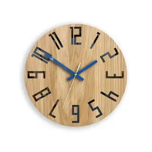 ModernClock Dřevěné nástěnné hodiny Slim 33 cm černé/tmavě modré/hnědé obraz