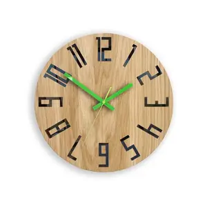 ModernClock Dřevěné nástěnné hodiny Slim 33 cm černé/zelené/hnědé obraz
