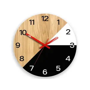 ModernClock Dřevěné nástěnné hodiny Texas 33 cm černé/červené obraz