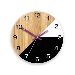 ModernClock Dřevěné nástěnné hodiny Texas 33 cm černé/fialové obraz