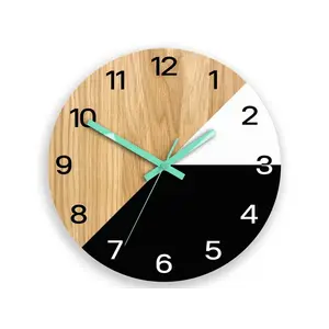 ModernClock Dřevěné nástěnné hodiny Texas 33 cm černé/mint obraz