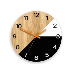 ModernClock Dřevěné nástěnné hodiny Texas 33 cm černé/oranžové obraz