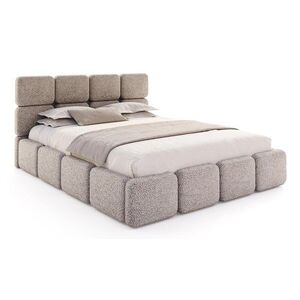 FDM Dvoulůžková čalouněná postel Delicato se zvedacím roštem bouclé Cleo béžový, velikost 140x200 obraz