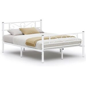 SONGMICS Dvoulůžková kovová postel Vasagle Vorna 140x190 bílá obraz