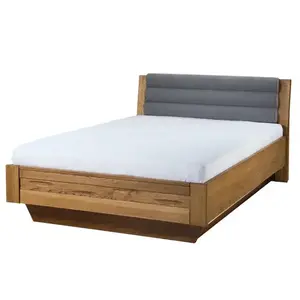 Szynaka Dvoulůžková postel Velvet II 74 140x200 z masivu s LED osvětlením a roštem dub Rustikal/šedá obraz