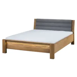 Szynaka Dvoulůžková postel Velvet II 76 160x200 z masivu s LED osvětlením dub Rustikal/šedá obraz