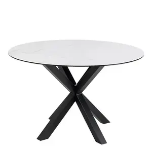 Actona Jídelní kulatý stůl Heaven 120 cm bílý mramor/černý obraz