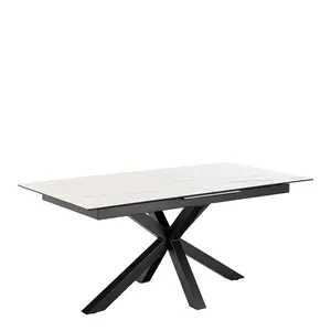 Actona Jídelní rozkládací stůl Heaven 168/210 cm bílý mramor/černý obraz