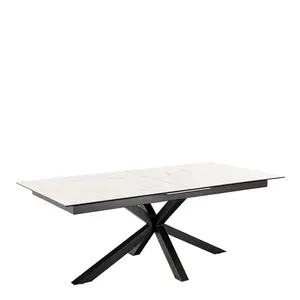 Actona Jídelní rozkládací stůl Heaven 200/240 cm bílý mramor/černý obraz