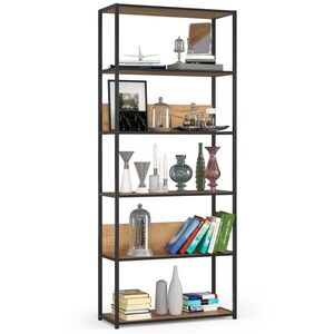 Ak furniture Knihovna Loft s kovovým rámem 80 cm černá/dub craft obraz